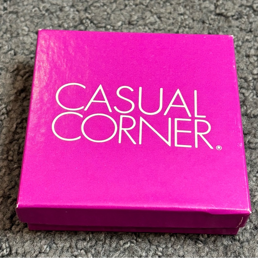 Vintage Casual Corner Jewelry Gift Box Purple White 3.75” x 3.75” x 1”